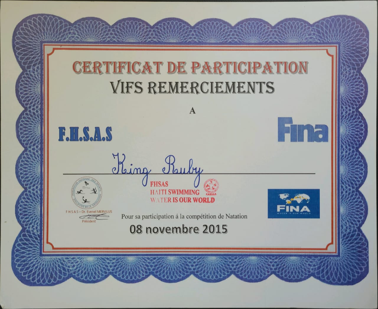 Ruby — Certificat de remerciement