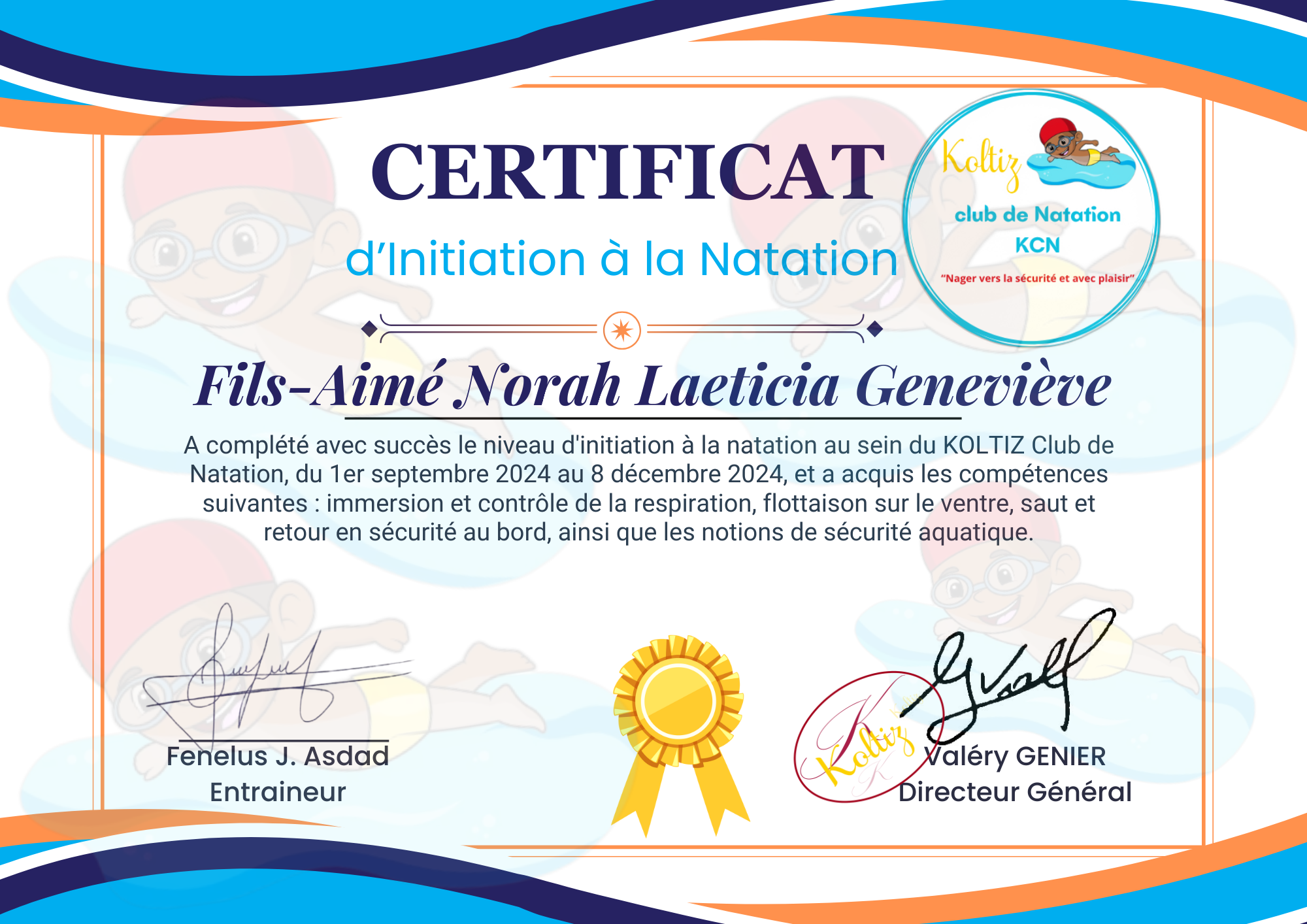 Certificat d’initiation à la natation (Décembre 2024)